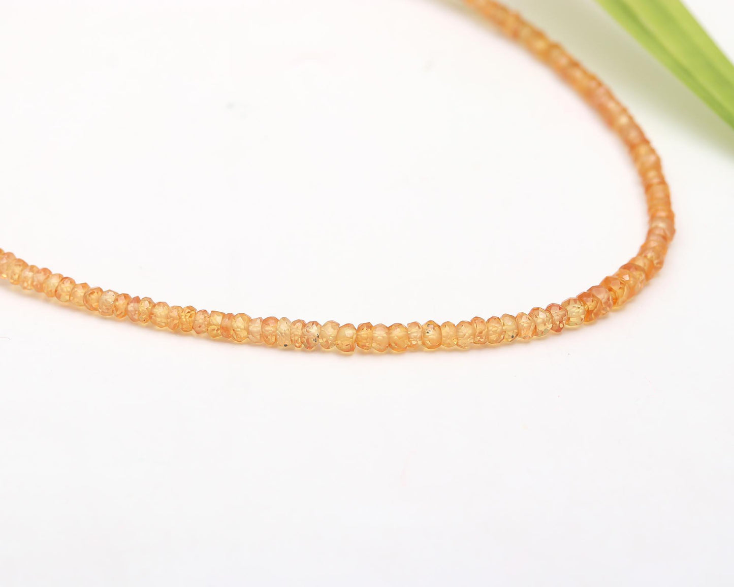 Orange Sapphire Faceted Rondelle Bead Silver Necklace