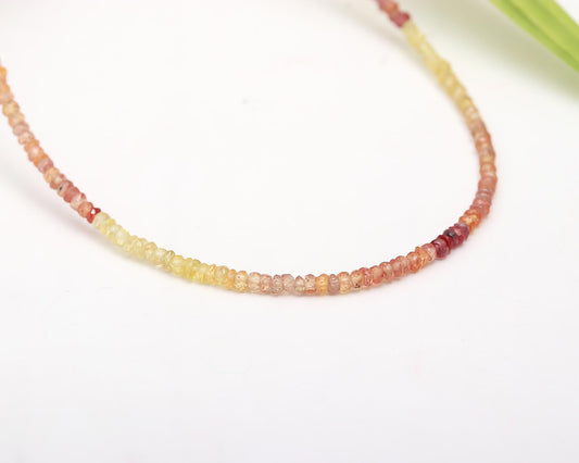 Yellow Sapphire Faceted Rondelle Beads 925 Sterling Silver Necklace