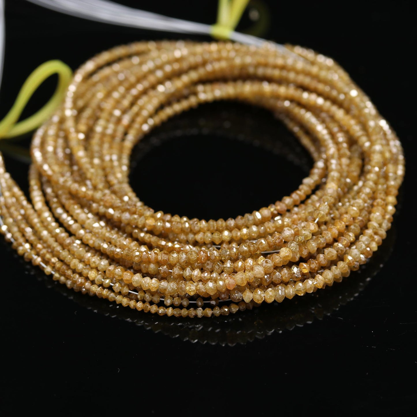 Natural Yellow Diamond Bead Top Quality Faceted Rondelle Beads