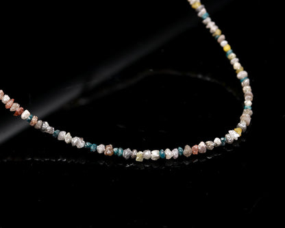 Multi Color Rough Diamond Beads Natural Uncut Diamond Necklace