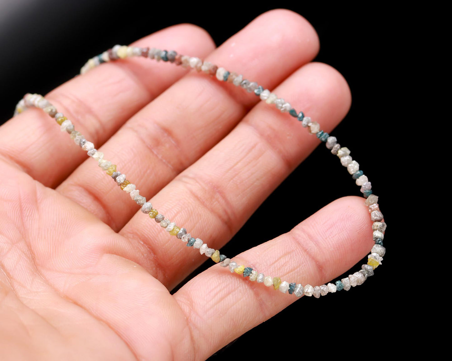 Multi Color Rough Diamond Beads Natural Uncut Diamond Necklace