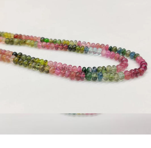 100% Natural Multi Tourmaline Gemstone Rondelle Beads 4 mm Smooth 12 Inches Strands