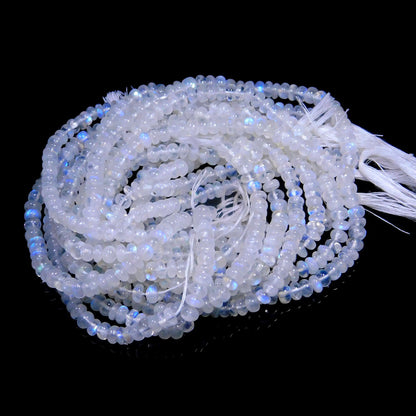 Rainbow Moonstone Beads Blue Flashy Smooth Rondelle Moonstone Bead