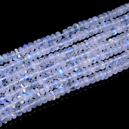 Rainbow Moonstone Beads Blue Flashy Smooth Rondelle Moonstone Bead