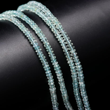 Blue Aquamarine Faceted Rondelle Bead Natural Clear Blue Aqua