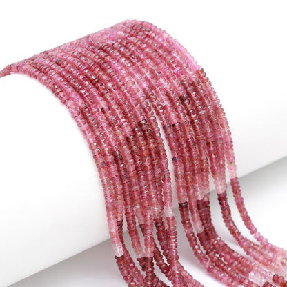 Pink Tourmaline Gemstone Bead 3.5 - 4 mm Faceted Rondelle Bead For Jewelry Making