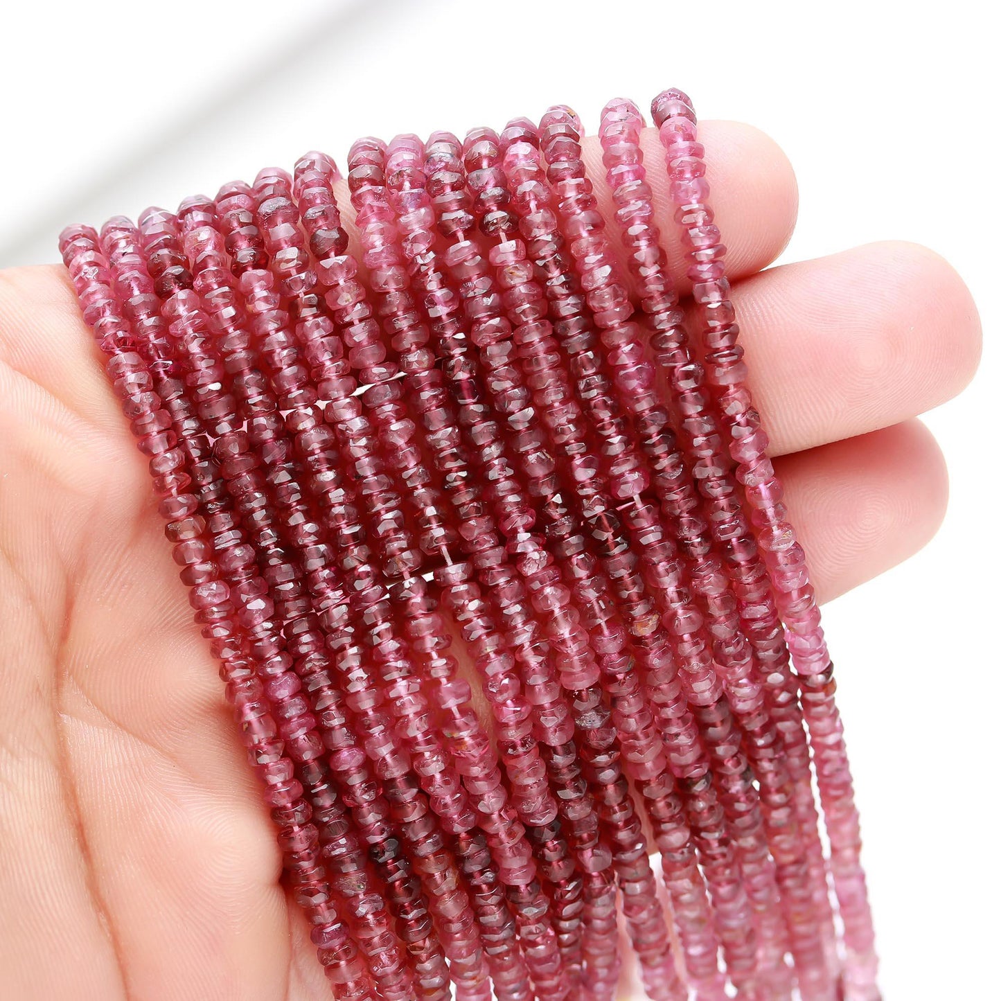 Pink Tourmaline Gemstone Bead 3.5 - 4 mm Faceted Rondelle Bead For Jewelry Making