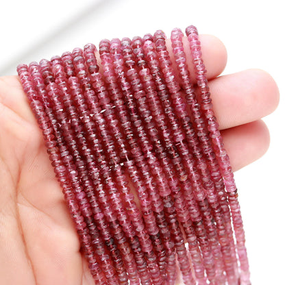 Pink Tourmaline Gemstone Bead 3.5 - 4 mm Faceted Rondelle Bead For Jewelry Making