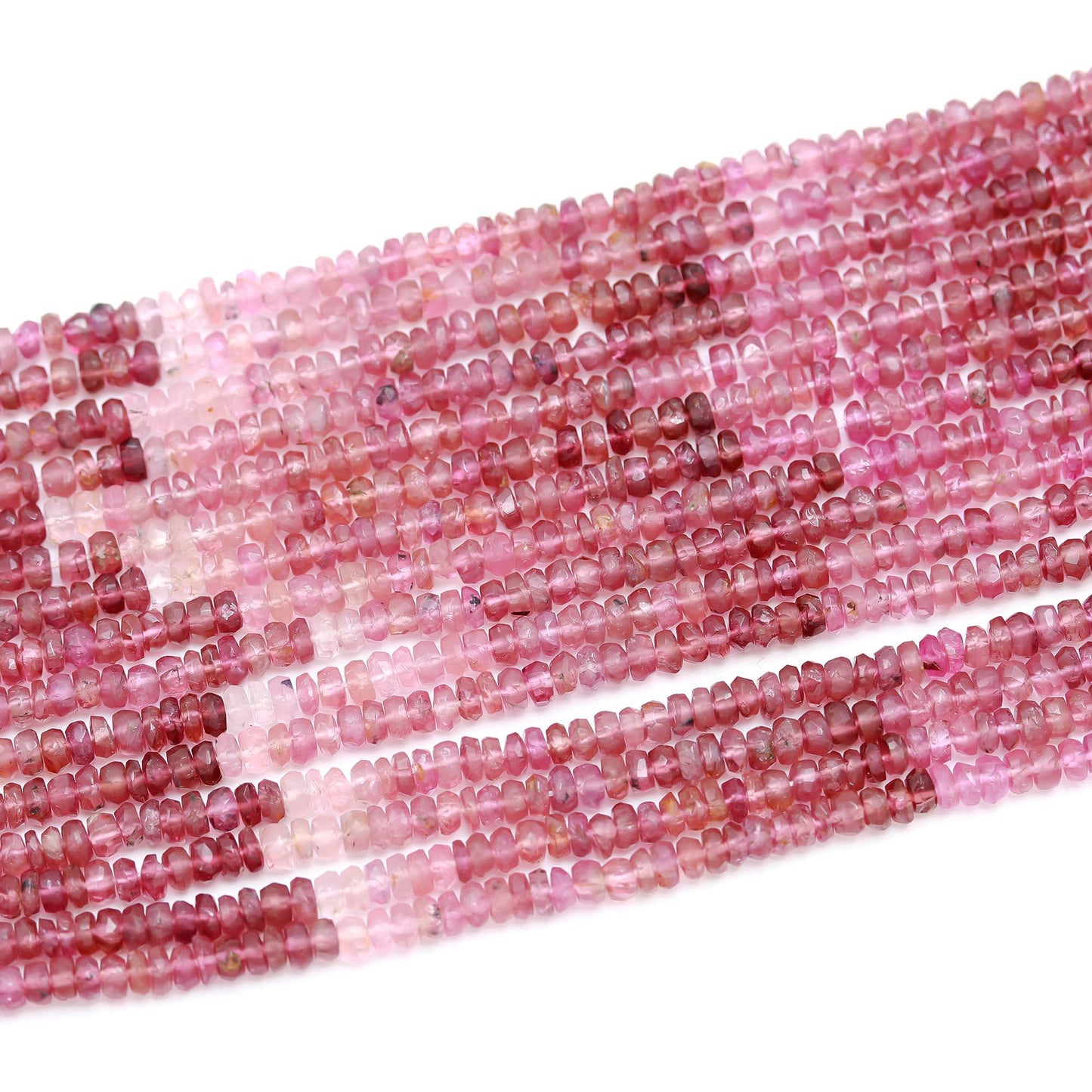 Pink Tourmaline Gemstone Bead 3.5 - 4 mm Faceted Rondelle Bead For Jewelry Making