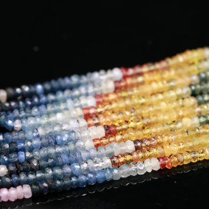 Multi Sapphire Faceted Rondelle  4 - 4.5 mm Beads 16 Inches Strands For Jewelry Making