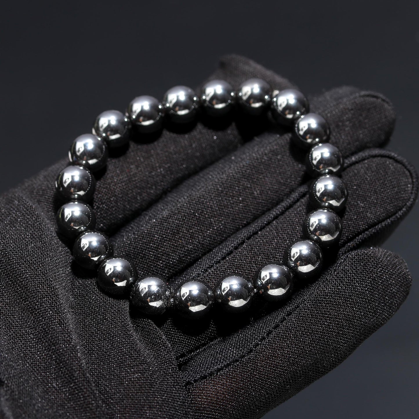 Natural Gray Hematite Bracelet Smooth Round Hematite Bead Bracelet