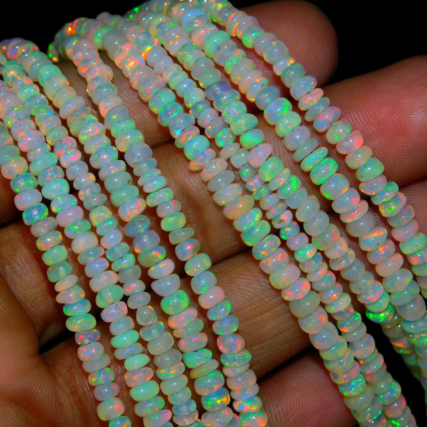 Ethiopian Opal Beads Smooth 3-5 mm Rondelle Ethiopia Opal 16 Inches Strands