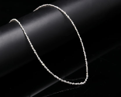 Gray Tumble Uncut Diamond Bead Raw Rough Diamond Silver Necklace