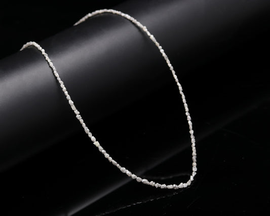 Gray Tumble Uncut Diamond Bead Raw Rough Diamond Silver Necklace