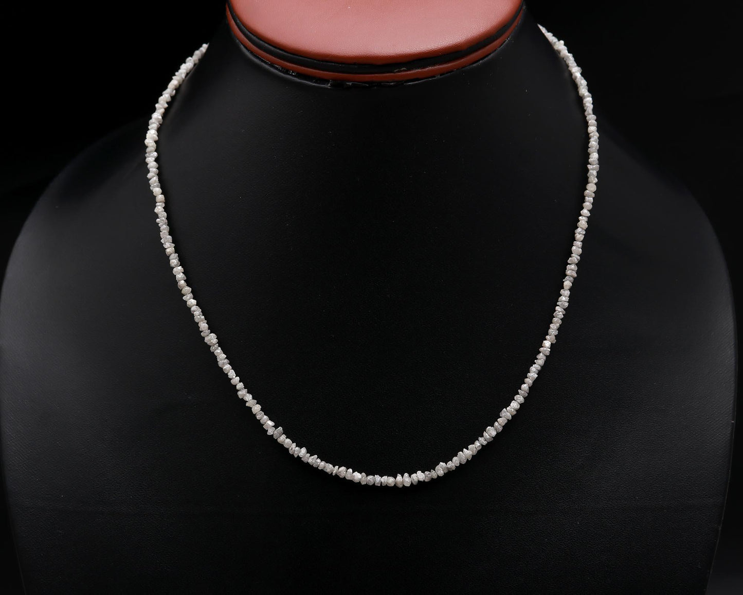 Gray Diamond Uncut Deads Raw Rough Diamond Beads Silver Necklace