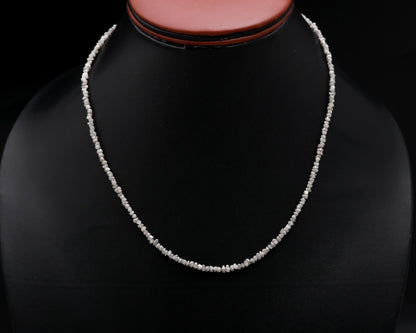 Gray Diamond Uncut Deads Raw Rough Diamond Beads Silver Necklace