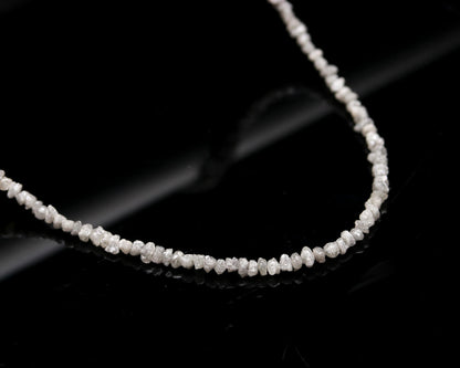 Gray Diamond Uncut Deads Raw Rough Diamond Beads Silver Necklace