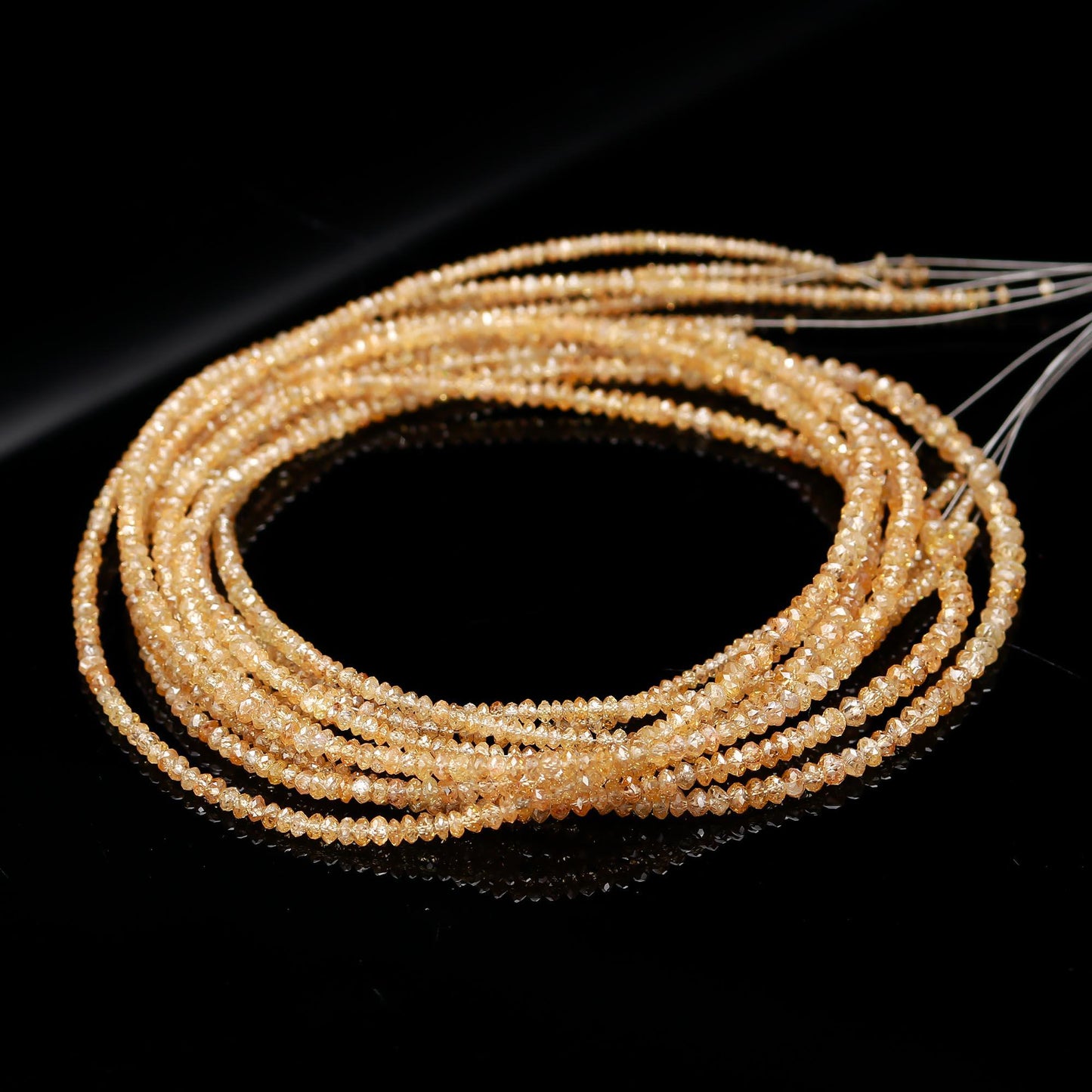 Orange Diamond Faceted Rondelle 1.8 - 3 mm Natural Diamond Beads For Jewelry Making