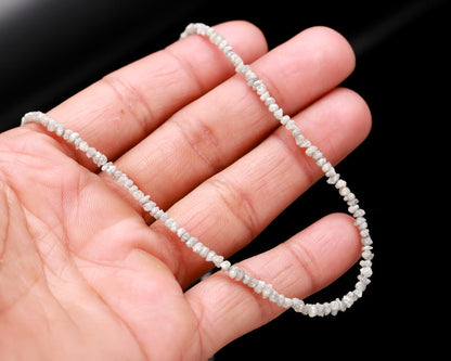 Gray Diamond Uncut Deads Raw Rough Diamond Beads Silver Necklace