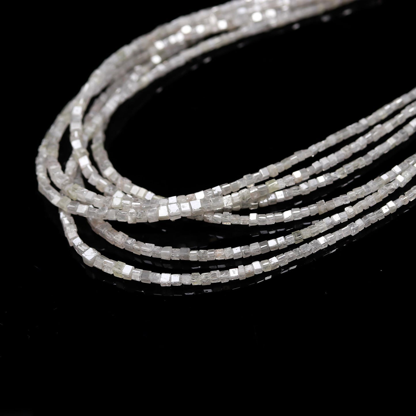 White Diamond Faceted 1.5- 2.5 mm Box Cube Natural Strands For Jewelry Making