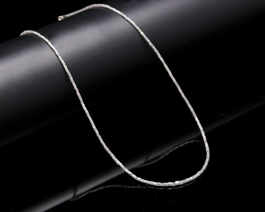 White Diamond Faceted Tube 925 Sterling Silver Necklace