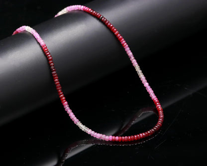 Ruby Shaded Faceted Gemstone Beads Silver Necklace