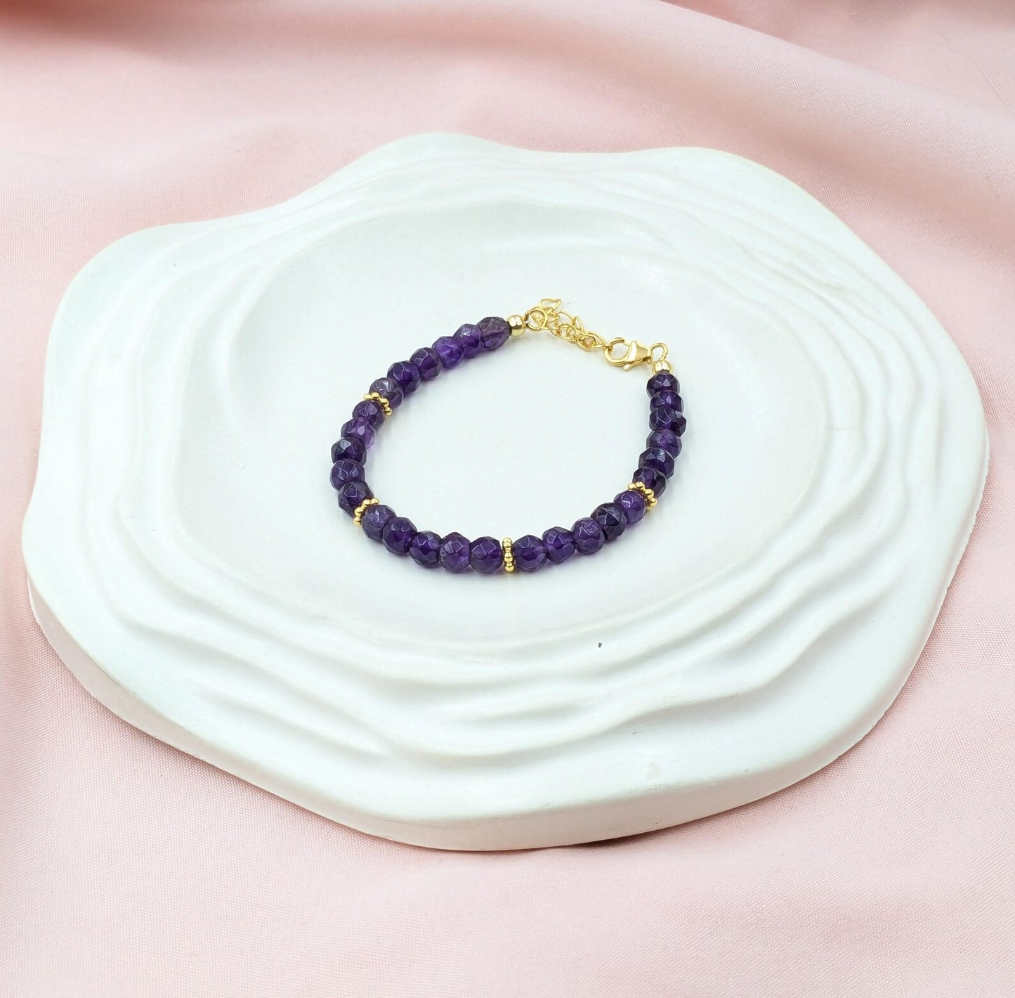 Amethyst Bracelet 18K Gold Filled 925 Sterling Silver Bracelet