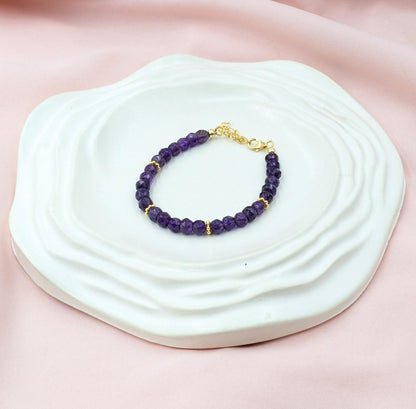 Amethyst Bracelet 18K Gold Filled 925 Sterling Silver Bracelet