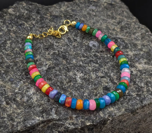 Multi Color Ethiopian Opal Bracelet Disco Opal 18K Gold Filled Jewelry
