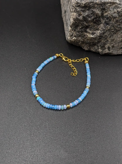 Tanzanite Ethiopian Opal Bracelet Smooth Rondelle Opal Beads