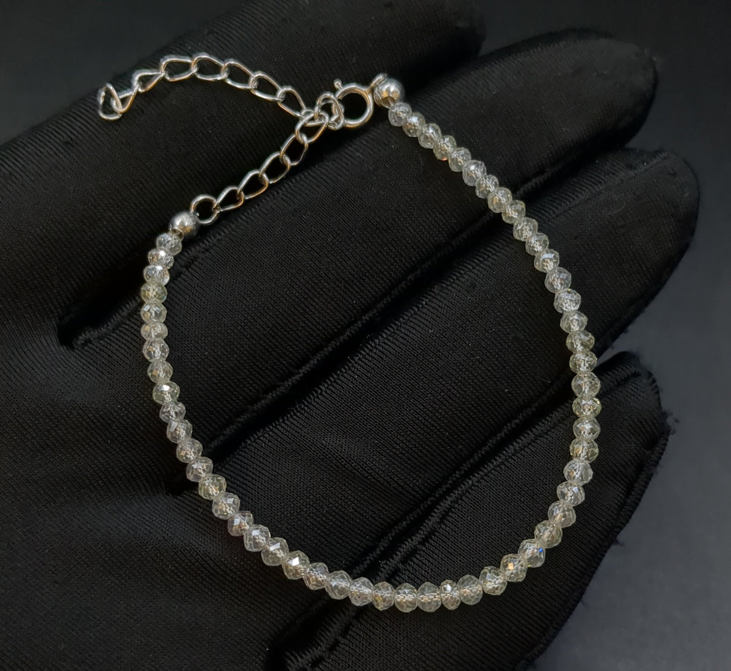 Clear White Diamond Beads Bracelet With Gold/Silver Findings