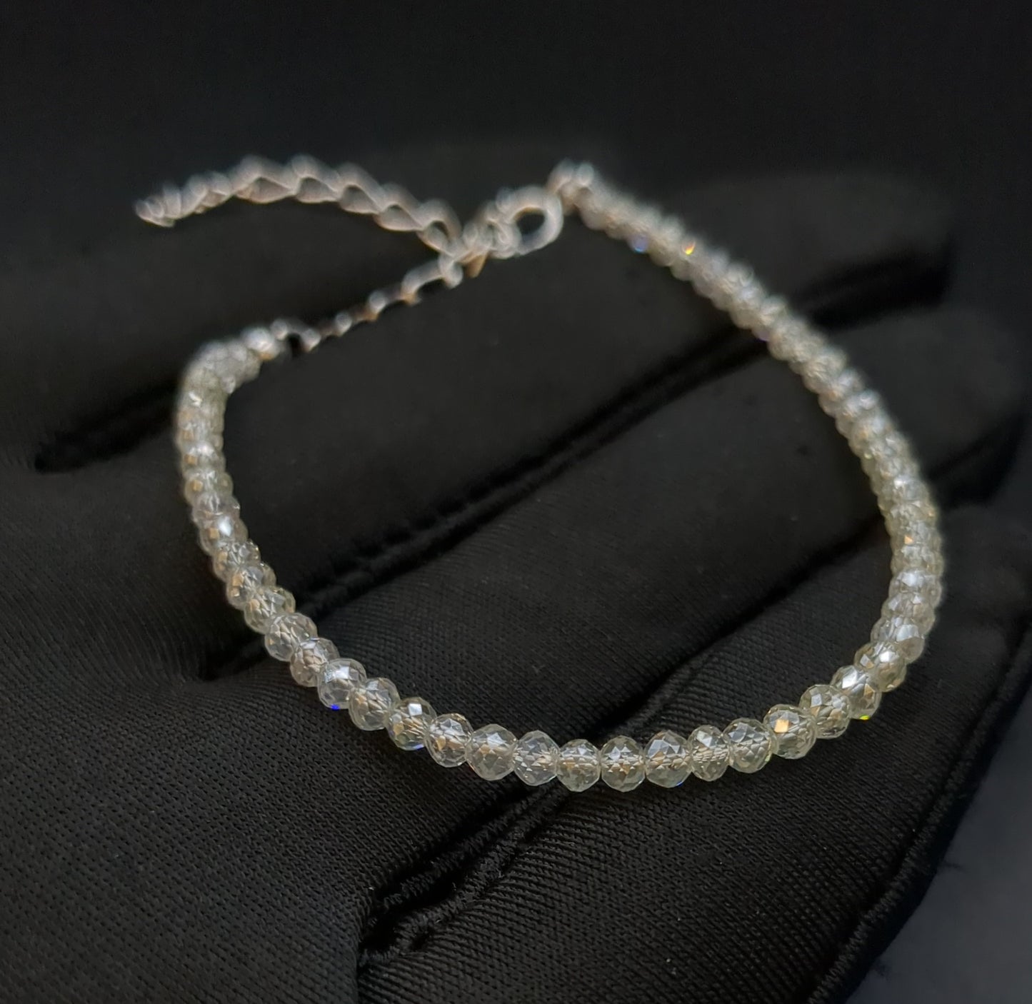 Clear White Diamond Beads Bracelet With Gold/Silver Findings