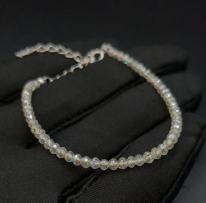 Clear White Diamond Beads Bracelet With Gold/Silver Findings