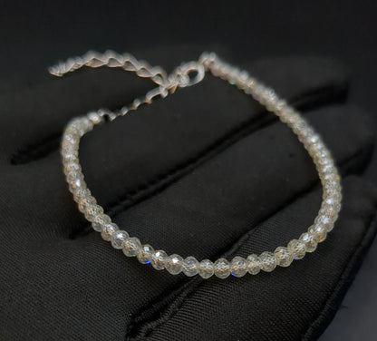 Clear White Diamond Beads Bracelet With Gold/Silver Findings