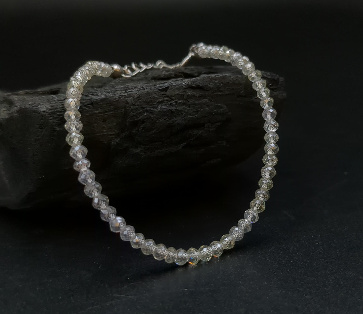 Clear White Diamond Beads Bracelet With Gold/Silver Findings