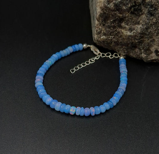 Tanzanite Opal Bracelet 4 - 5 mm Beaded Bracelet