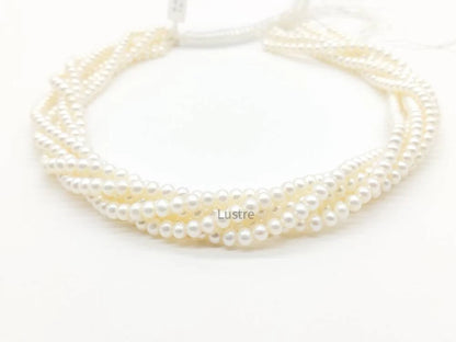 Fresh water Pearl Smooth Round Beads 4 mm Natural Plain Pearl Strands