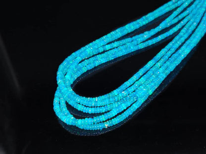 Blue Opal Bead 4 - 6 mm Ethiopia Fire Opal Bead Smooth Rondelle 16 Inches Strands