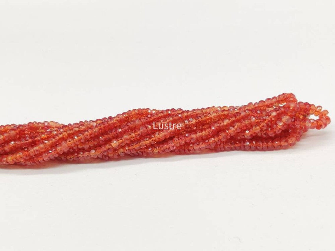 Rare Padparadscha Orange Sapphire Bead 2.5 - 3.5 mm Sapphire Faceted Rondelle For Jewelery Making