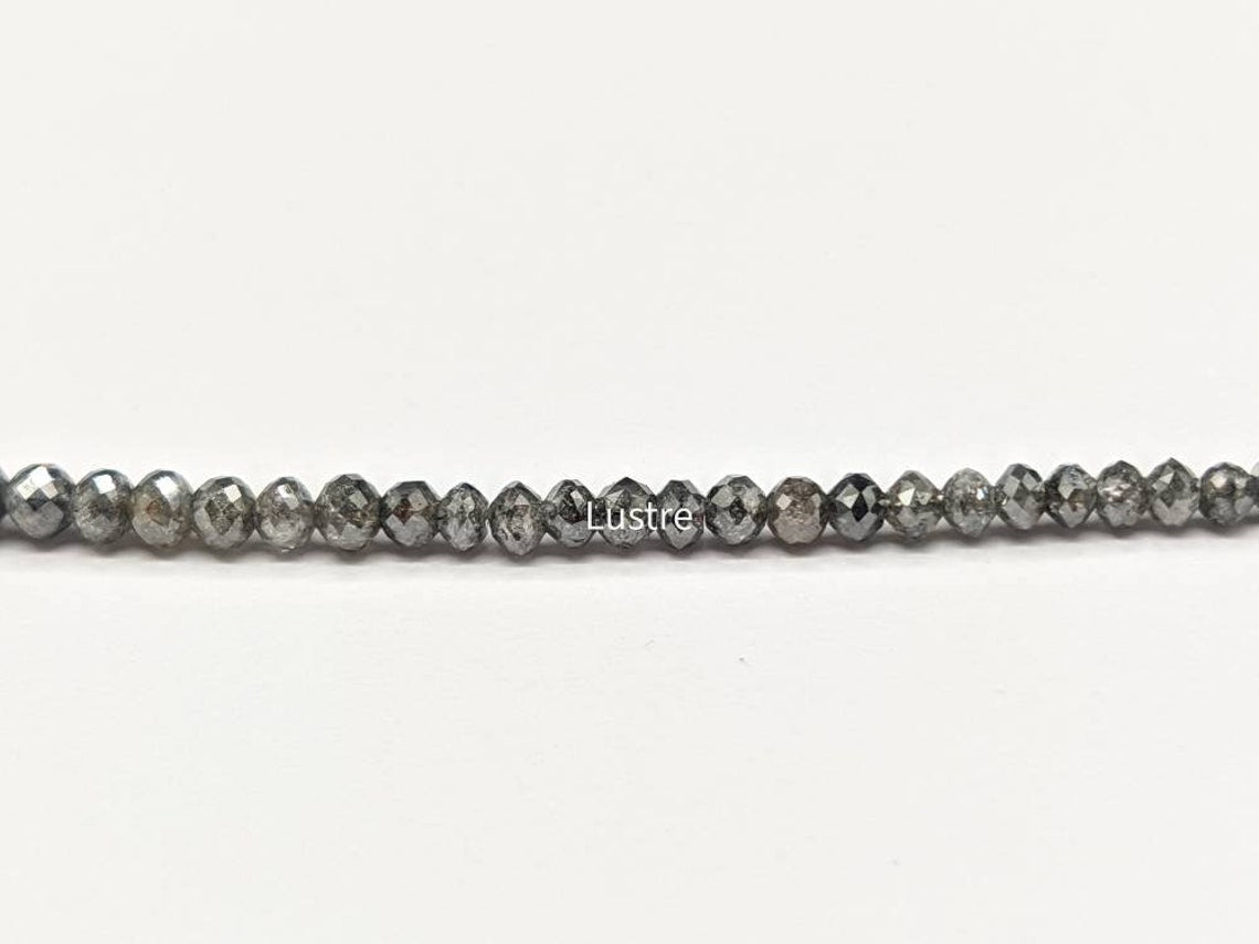 Dark Gray Round Diamond Bead Strand AAA+ 100% Natural Dark Grey Genuine Diamond Bead Far Size Faceted Diamond Beads Strand For Handmade Gift