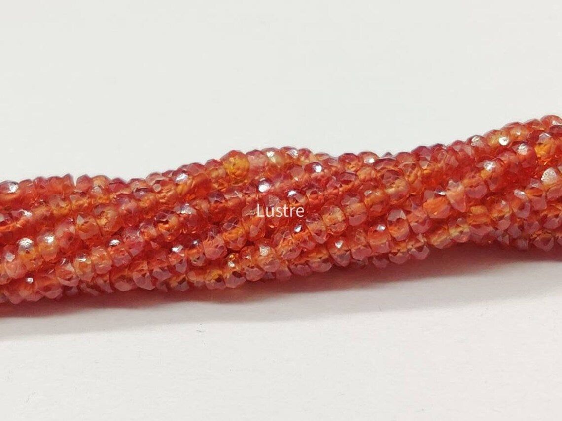 Rare Padparadscha Orange Sapphire Bead 2.5 - 3.5 mm Sapphire Faceted Rondelle For Jewelery Making