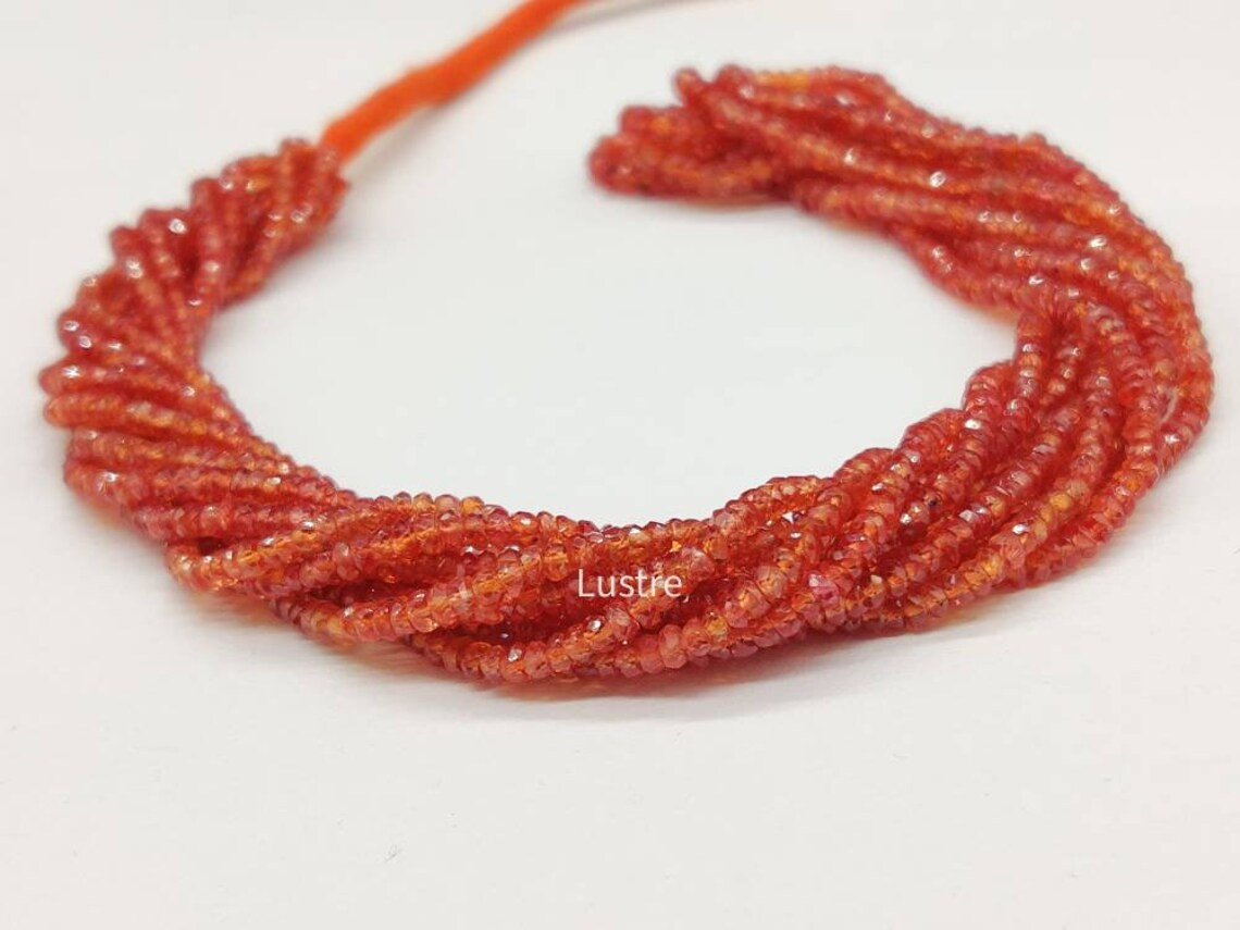 Rare Padparadscha Orange Sapphire Bead 2.5 - 3.5 mm Sapphire Faceted Rondelle For Jewelery Making