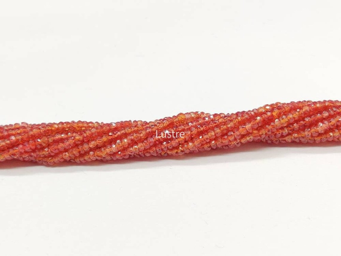 Rare Padparadscha Orange Sapphire Bead 2.5 - 3.5 mm Sapphire Faceted Rondelle For Jewelery Making