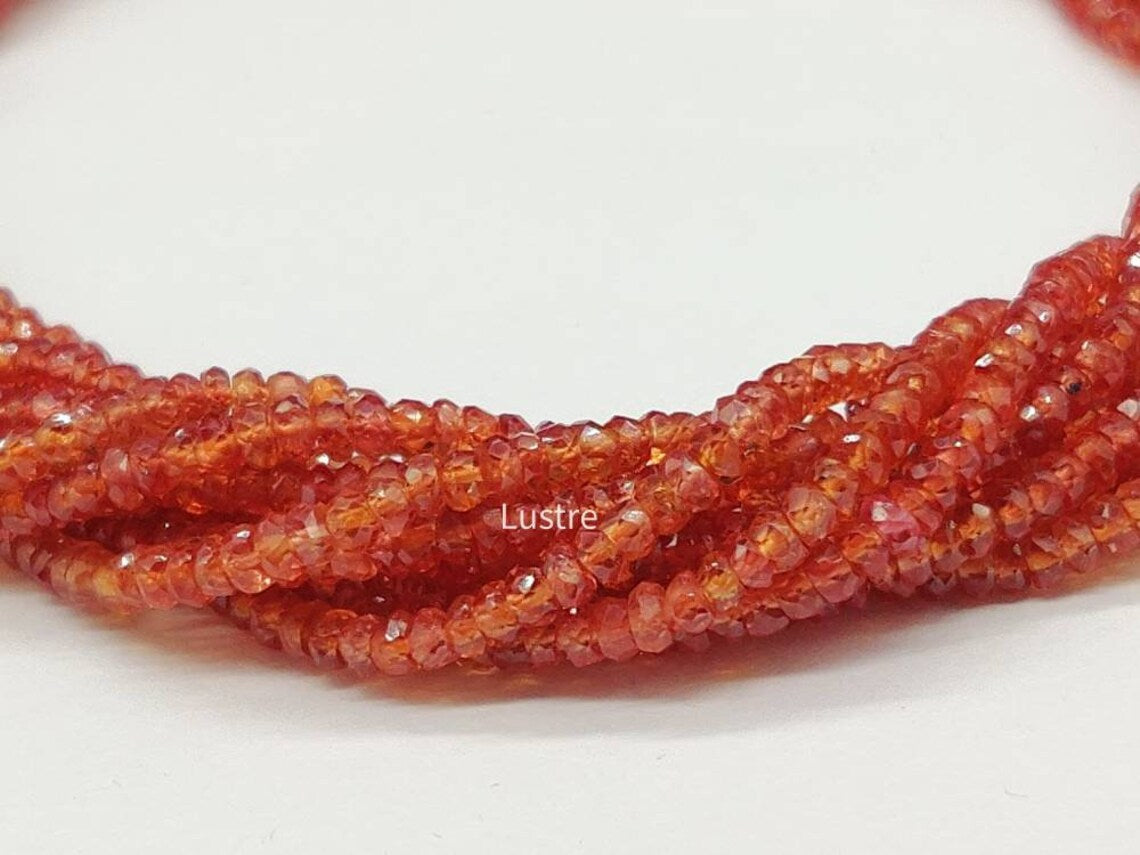 Rare Padparadscha Orange Sapphire Bead 2.5 - 3.5 mm Sapphire Faceted Rondelle For Jewelery Making