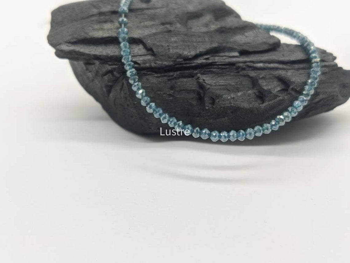 AAA+ Blue Diamond Bead Excellent Blue Diamond Faceted Rondelle Bead Jewelry blue diamond necklace rare natural blue diamond jewelry