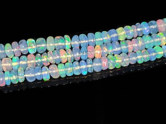 Lavender Blue Opal Smooth Rondelle Bead Ethiopian Opal Rondelle Beads