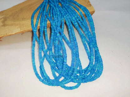 Blue Opal Bead 4 - 6 mm Ethiopia Fire Opal Bead Smooth Rondelle 16 Inches Strands