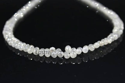 White Briolette Diamond 2.4 - 4mm Natural Faceted Diamond Bead For Jewelry Making