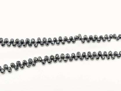 Black Diamond Briolette 3 - 3.8 mm Natural Sparkling Black Teardrop Strands