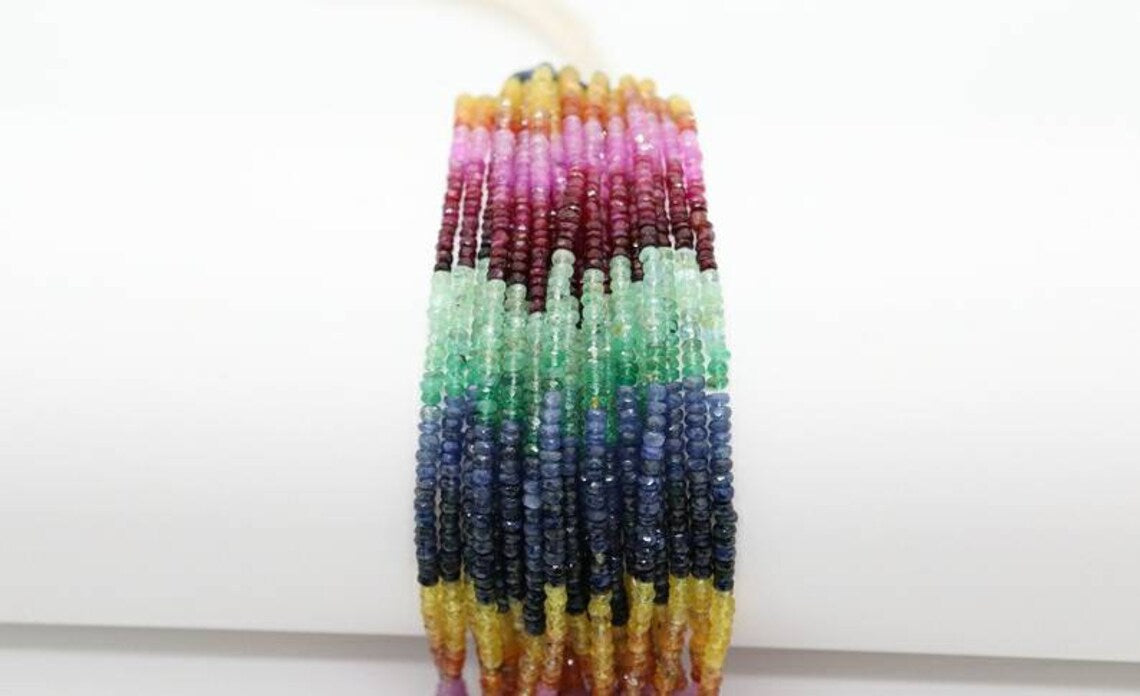 Multi Precious Beads Rainbow Sapphire beads Multi Sapphire Bead 16 Inches Strands